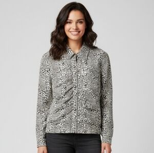 SZ12 Faux Suede Leather Joseph Ribkoff Cream and Brown Jacket Animal Print